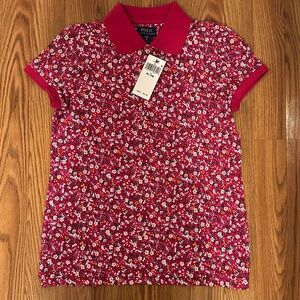 Polo by Ralph Lauren Girl’s Floral Stretch Mesh Polo Shirt, Size XL (16)